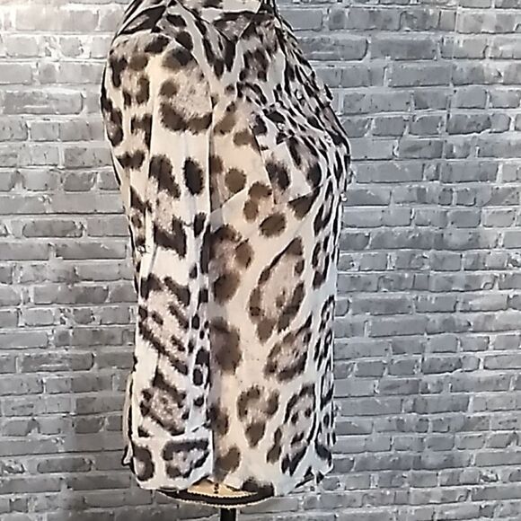 INC International Concepts sheer animal print button up blouse - Picture 12 of 14